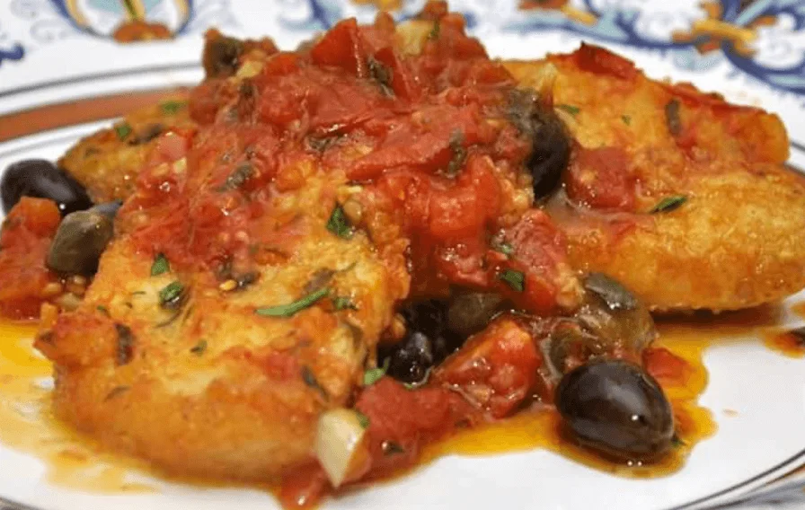 Salt cod with Sicilian olives