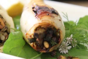 Sicilian baked stuffed calamari fresh from the oven