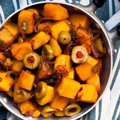 Golden Pumpkin Caponata – the warm, sweet-and-sour taste of a Sicilian autumn
