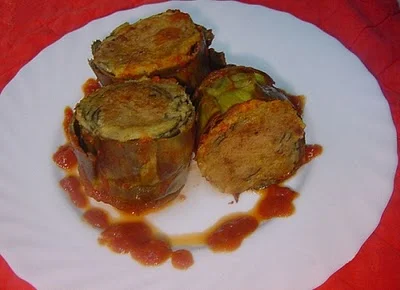 Sicilian artichokes simmered in tomato sauce