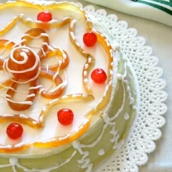 Traditional Sicilian cassata decorated with candied fruit
