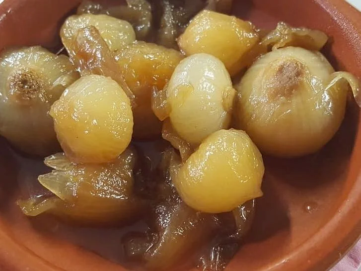 Caramelised baby onions glazed with orange blossom honey