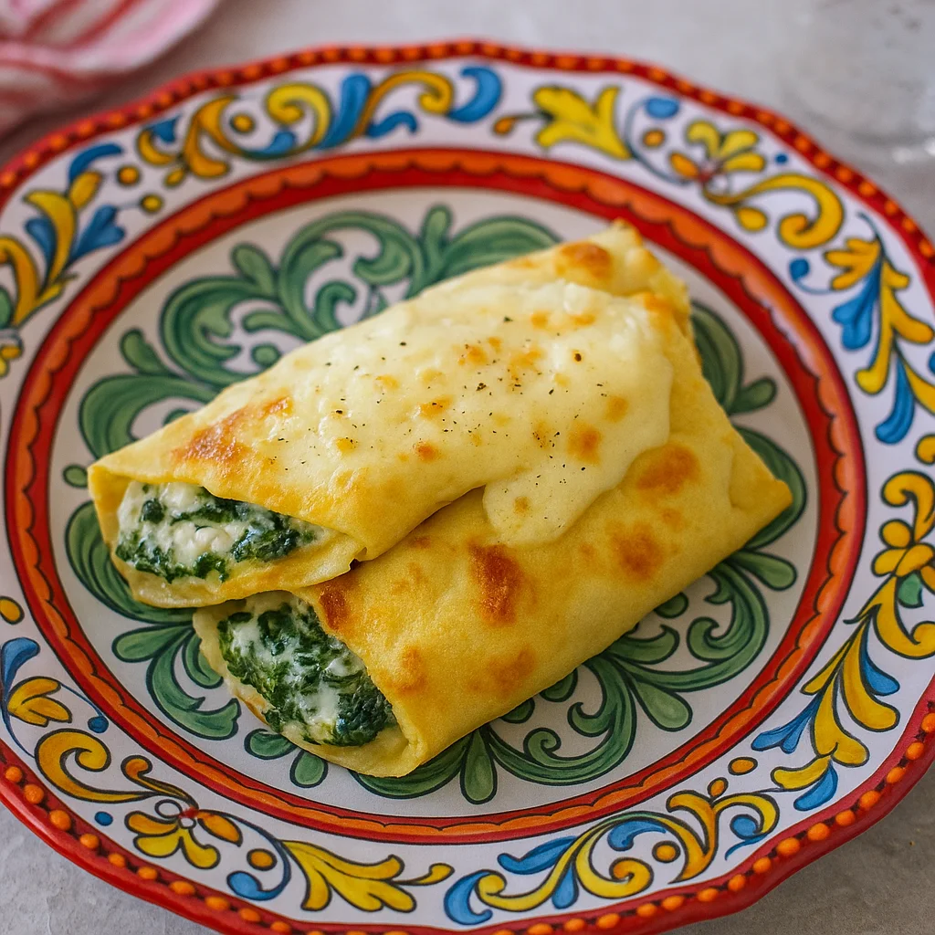 Crespelle gratinate ripiene di ricotta e spinaci