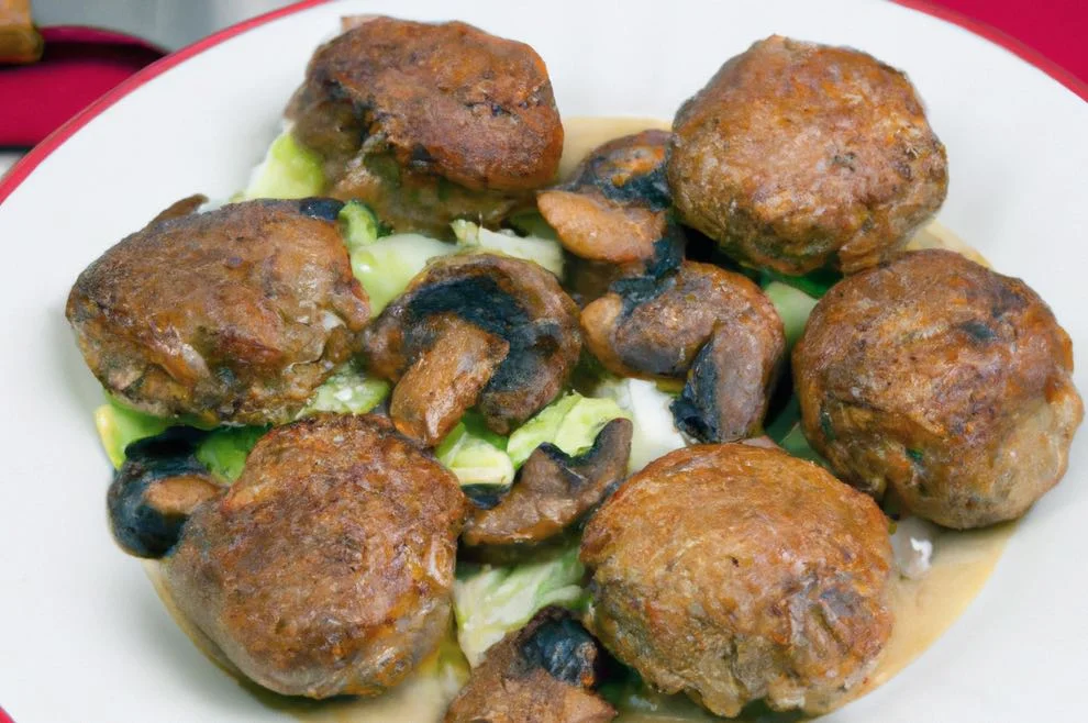 Funghi ripieni alla siciliana dorati con ripieno di carne e pecorino