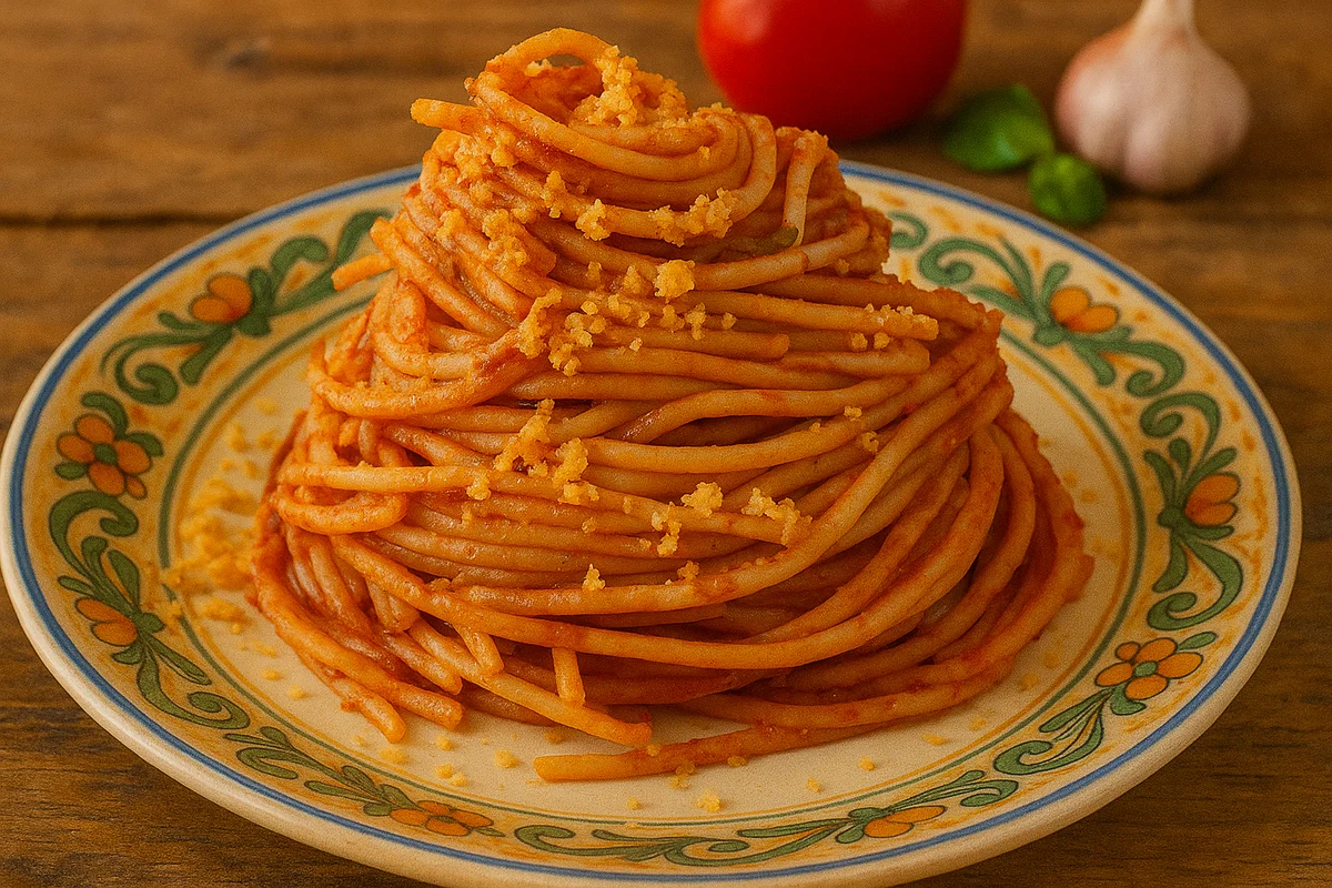 Piatto di pasta alla Paolina con pangrattato tostato