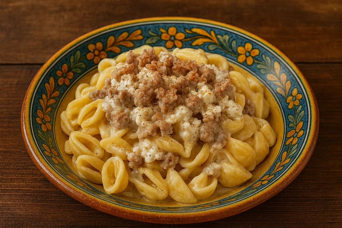 Pasta with ricotta and sausage